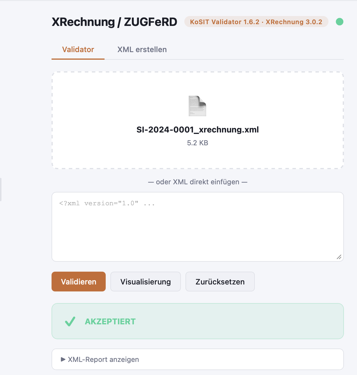 Validierungsergebnis