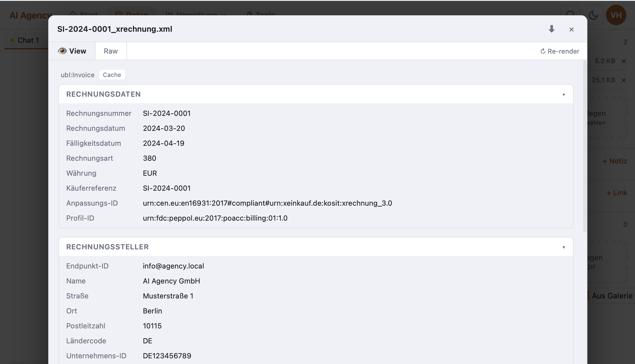 Rechnungsdaten Viewer